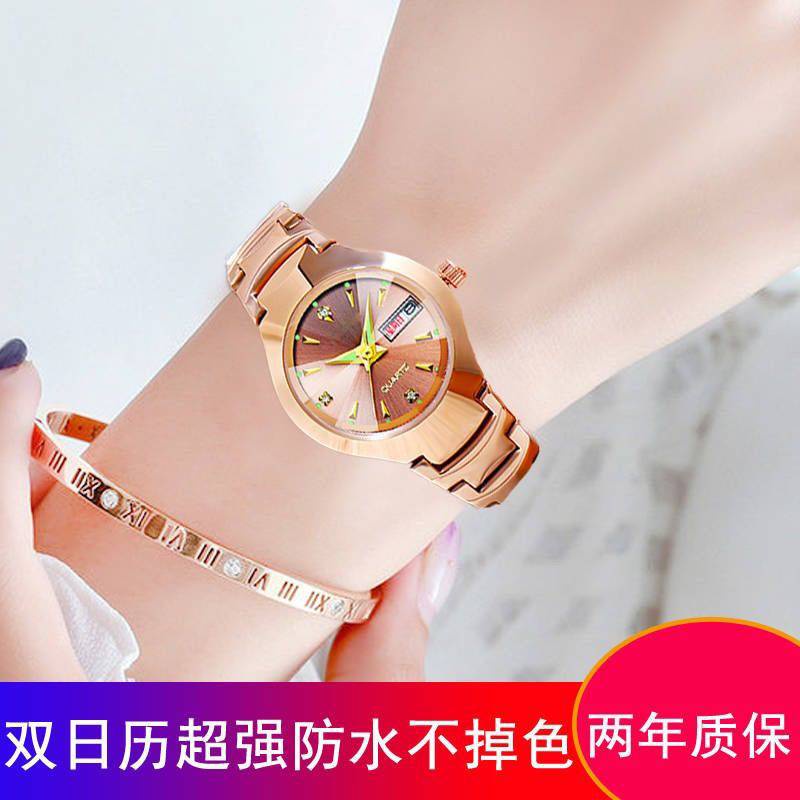 Swiss Chính Hãng Toàn Bộ - Đồng Hồ Cơ Tự Động Chống Thấm Nước Ánh Sáng Ban Đêm - Thép Nghiêng Nhẹ Màu Đỏ Thời Trang Cho Nữ