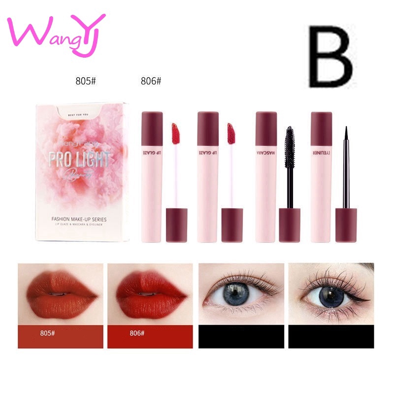 [Hàng mới về] Bộ sản phẩm 4 món son kem + mascara + bút kẻ mắt + bút kẻ chân mày dạng ống hình điếu thuốc | BigBuy360 - bigbuy360.vn