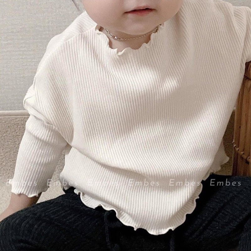 Set 4 Áo Len Tăm Hàn Dài Tay Cổ Bèo Xịn Xắn Cho Bé - Nhà Cam