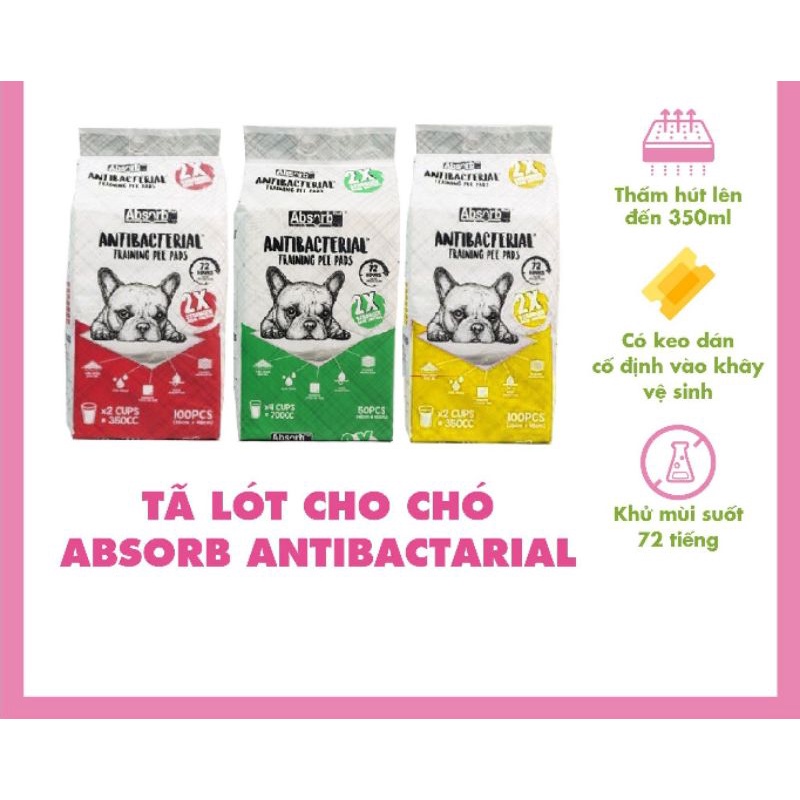 Tã lót khay vệ sinh Absorb Plus Charcoal,TÃ LÓT VỆ SINH KHÁNG KHUẨN ABSORB CHO CHÓ MÈO&lt;br&gt;