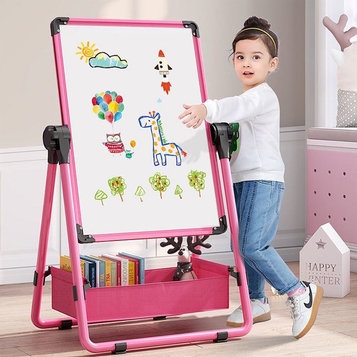 Bảng vẽ trẻ em tặng phấn bút bảng flipchart 2 mặt cho bé, bảng viết bút lông tự xóa, đồ chơi giáo dục thông minh