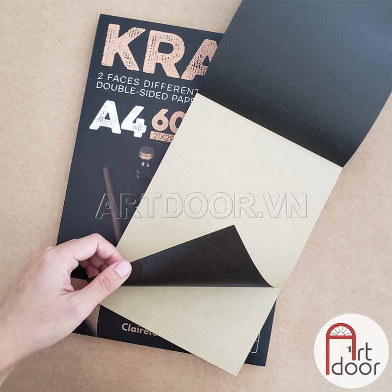 [ARTDOOR] Sổ vẽ chì CLAIREFONTAINE Kraft giấy Nâu dạng Xé mỏng 90~120gsm (vân ngang)