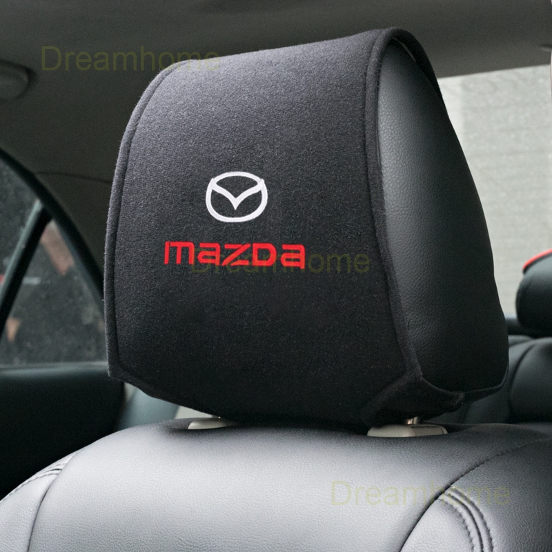 Bọc đầu ghế xe ô tô chất liệu vải dạ cotton thêu logo Mazda