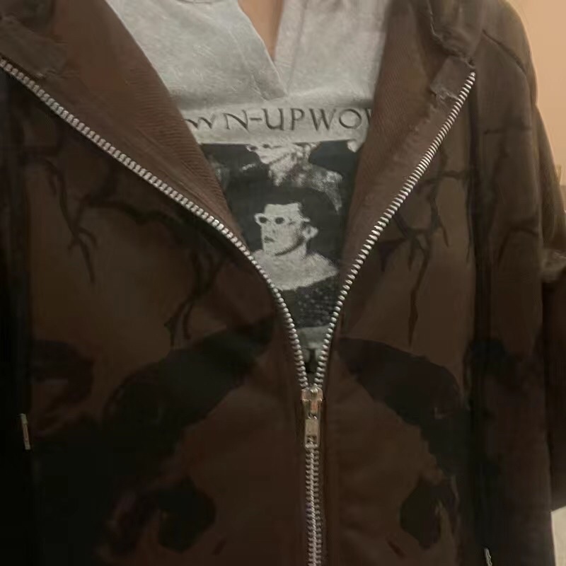 Áo hoodie zip nam nữ màu sắc vintage hoạ tiết phong cách Gothic Y2K FOOTMADE