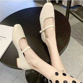 Giày búp bê mũi vuông da mềm đế 3cm phong cách tiểu thư A7 | BigBuy360 - bigbuy360.vn