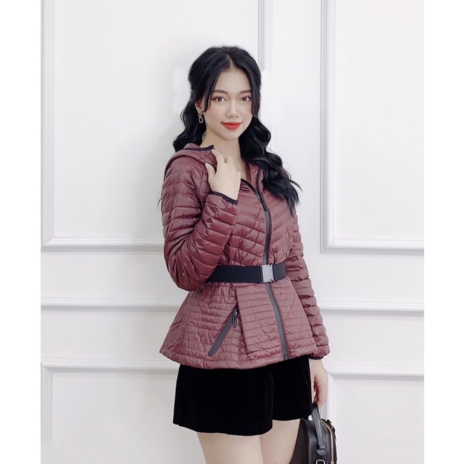 Áo khoác phao mũ liền kèm belt - A3649