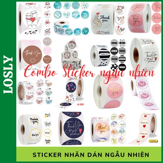 [ Bán Lẻ ] 10 nhãn dán Thank you hoạ tiết ngẫu nhiên đường kính 2,5cm - Sticker tem nhãn dùng trang trí, tem niêm phong
