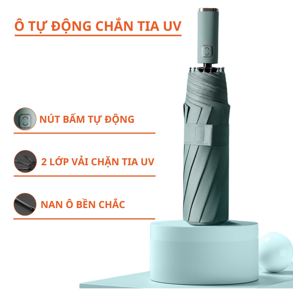 Ô dù nút đóng mở tự động 2 lớp chống tia UV - Ô dù đi mưa che nắng