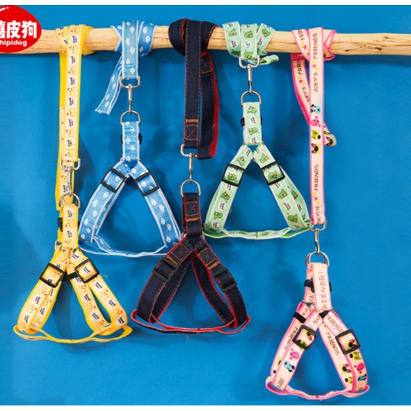 Bộ dây dắt chó mè 2 kiểu hoa văn (vòng cổ + yếm)