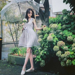 Sale - milkcocoa - ảnh thật phía sau đầm rainny tokyo nơ vai size sm mc136