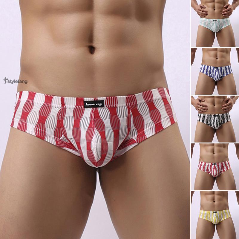 Clothing Mens Male See through Bikini Triangle Underwear Low waist Bulge pouch Striped Knickers Panties Underpants