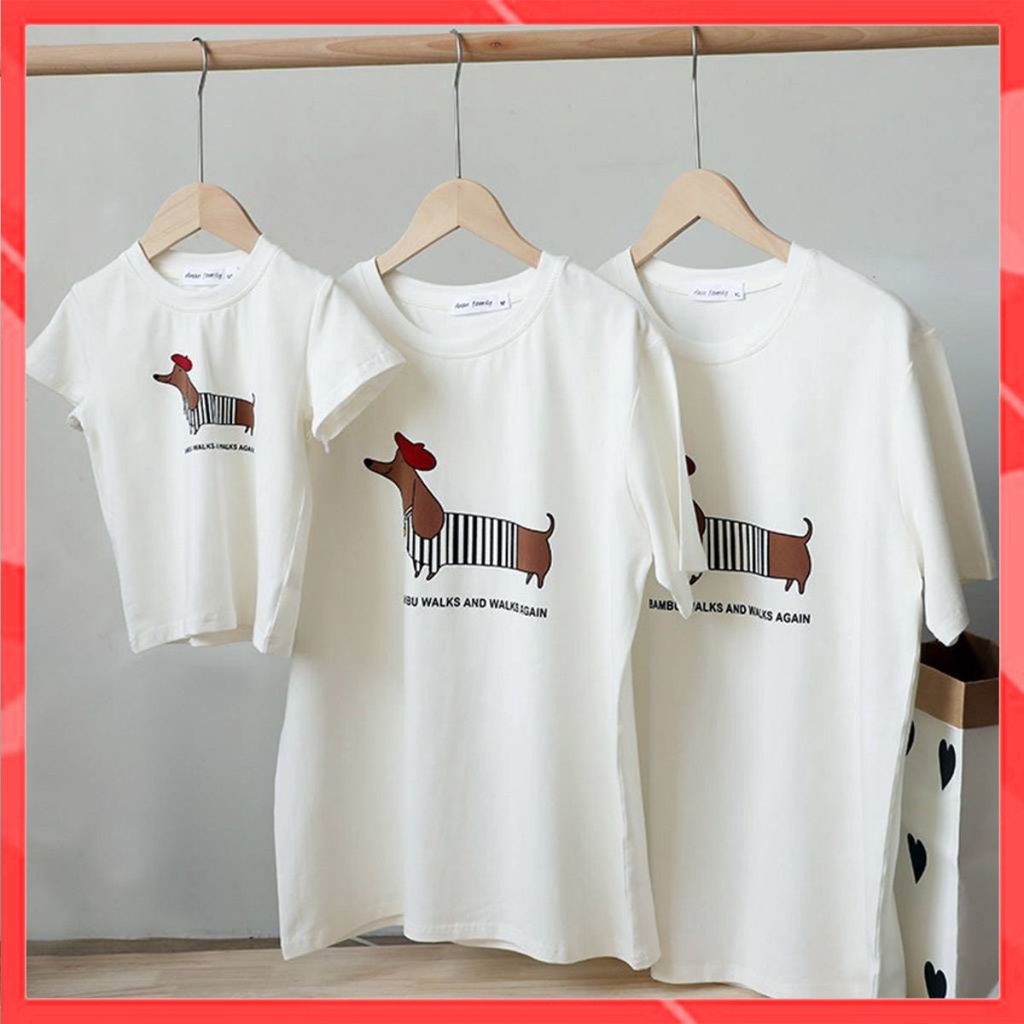 Áo gia đình Familylove - Mẫu Áo gia đình chú Chó vân sọc Cotton 100%