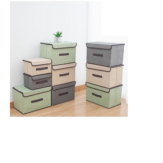 - Bộ 2 hộp vải đựng đồ đa năng nhiều màu giúp bạn cất gọn đồ đạc, tiết kiệm không gian