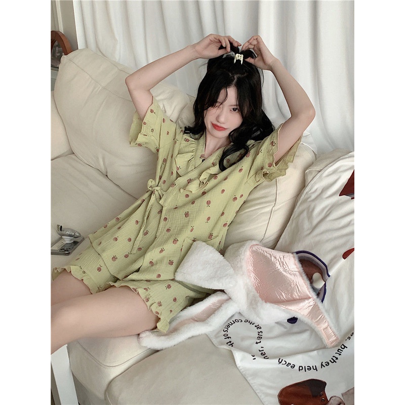 Bộ Đồ Ngủ Ngắn Tay Dễ Thương Dành Cho Nữ