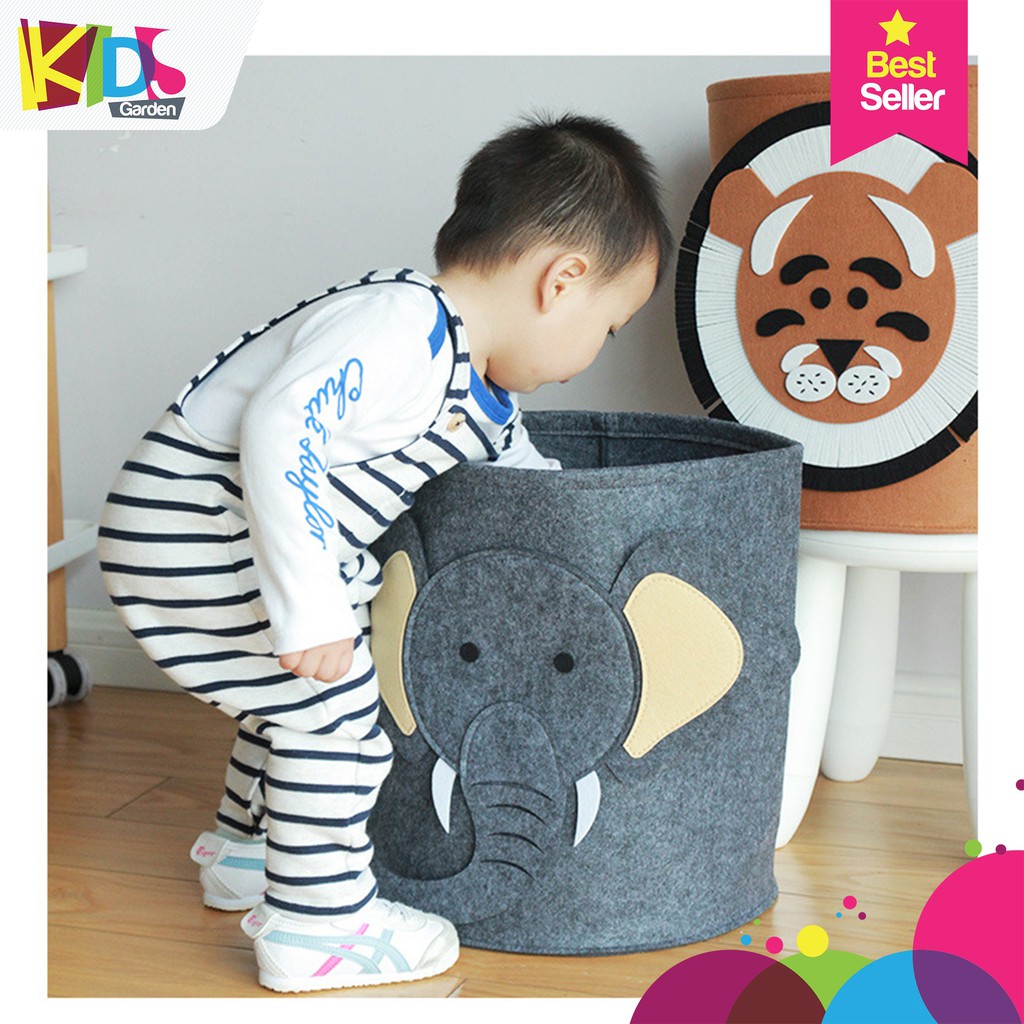 Giỏ đựng đồ đa năng cho bé [KÍCH THƯỚC LỚN] Giỏ đựng đồ chơi đựng quần áo bằng vải nỉ, hình ảnh con vật dễ thương
