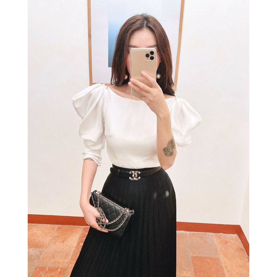 Áo croptop tay bồng siêu sang chảnh