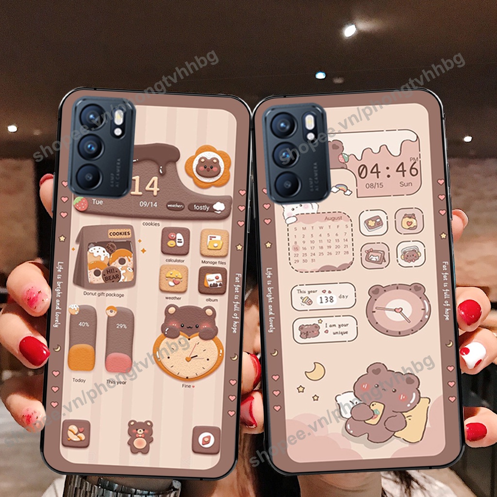 Ốp lưng Oppo Reno6 / Reno6 Z 5G / Reno 6 gấu,thỏ trắng , đồng hồ dễ thương cute cực đẹp