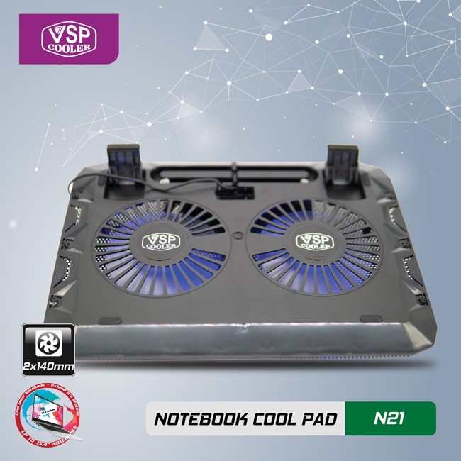 [ Siêu_Sale] Đế tản nhiệt laptop Cooler chính hãng 2 quạt to 14cm