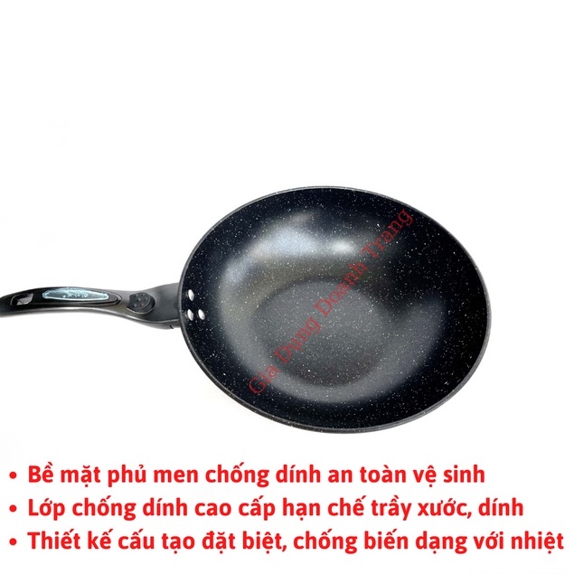 Chảo đá chống dính hàn quốc 32cm, Chảo chống dính đá Coopia hàn quốc có nắp kính (Tặng kèm thìa gỗ)