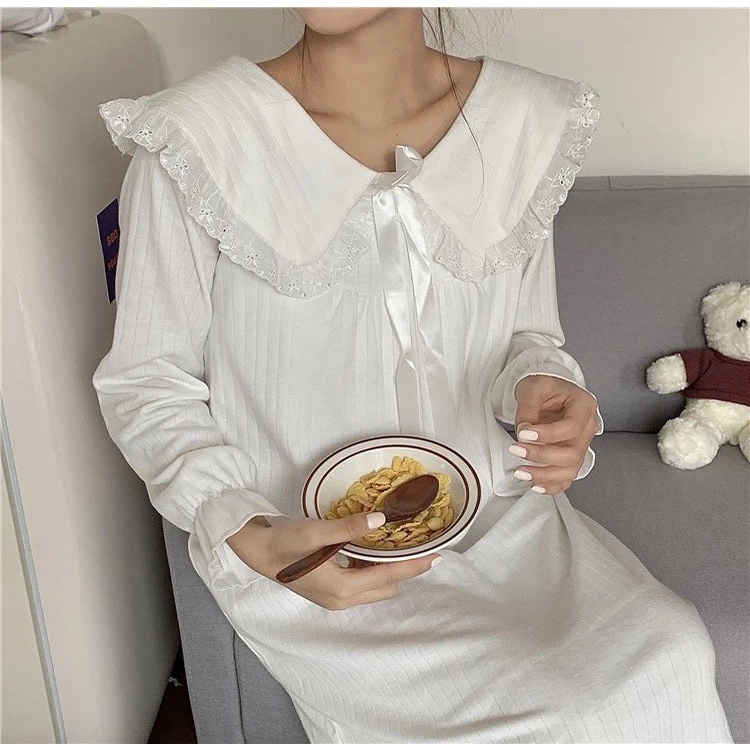 Váy ngủ Công chúa dễ thương mùa đông, đầm ngủ nữ dài tay mặc nhà , iBra's store A2