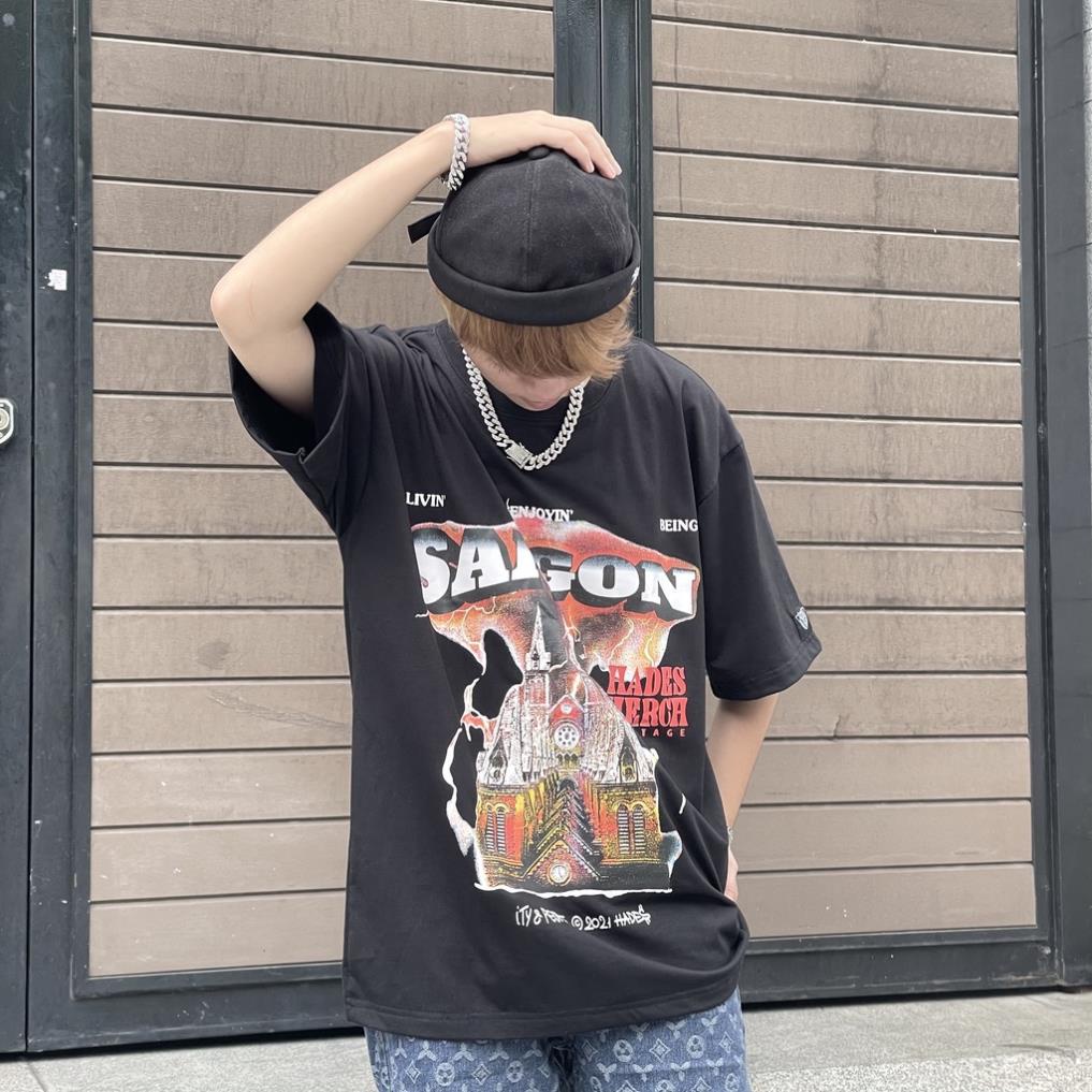 Áo thun Hades SAIGON SPIRIT BLACK nam nữ áo thun tay lỡ hades sài gòn Full tag siêu đẹp, siêu chất