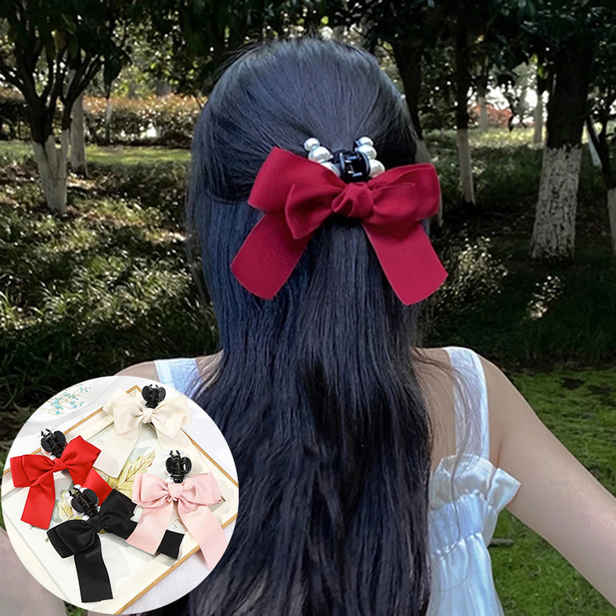 Kẹp Tóc Hình Nơ Đính Ngọc Trai Thời Trang Cho Nữ