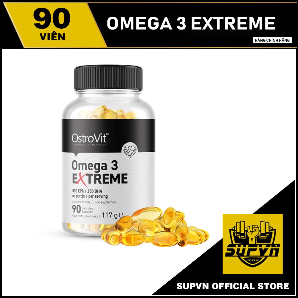 Omega 3 Extreme Ostrovit (90 viên) - Dầu cá Fish oil cô đặc thành phần cao gấp 3 lần 500EPA / 250DHA