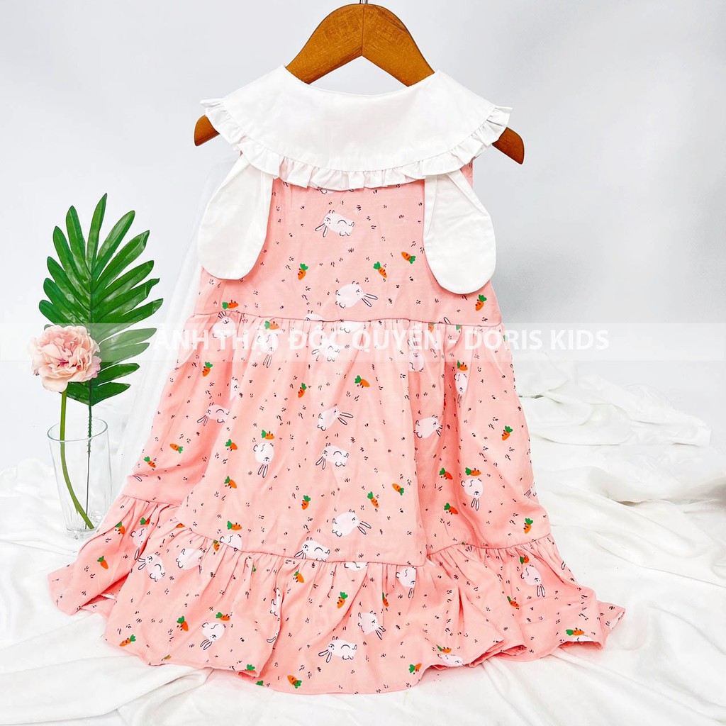 Đầm Bé Gái Họa Tiết Thỏ Phối Cổ Trắng Doris Kids