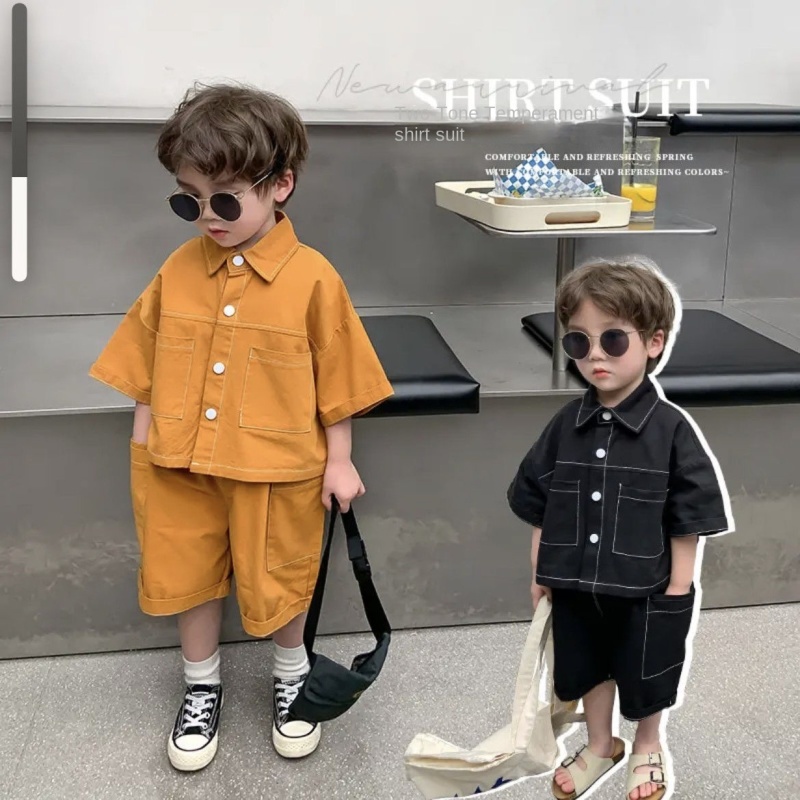 Set Áo Thun Ngắn Tay + Quần Lửng Thời Trang Cho Bé Trai