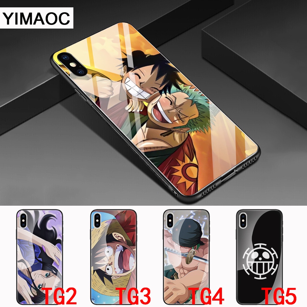 Ốp Điện Thoại Kính Cường Lực Hình Luffy ONE PIECE Cho Iphone 5 5S SE 2020 6 6S 7 8 Plus X A58