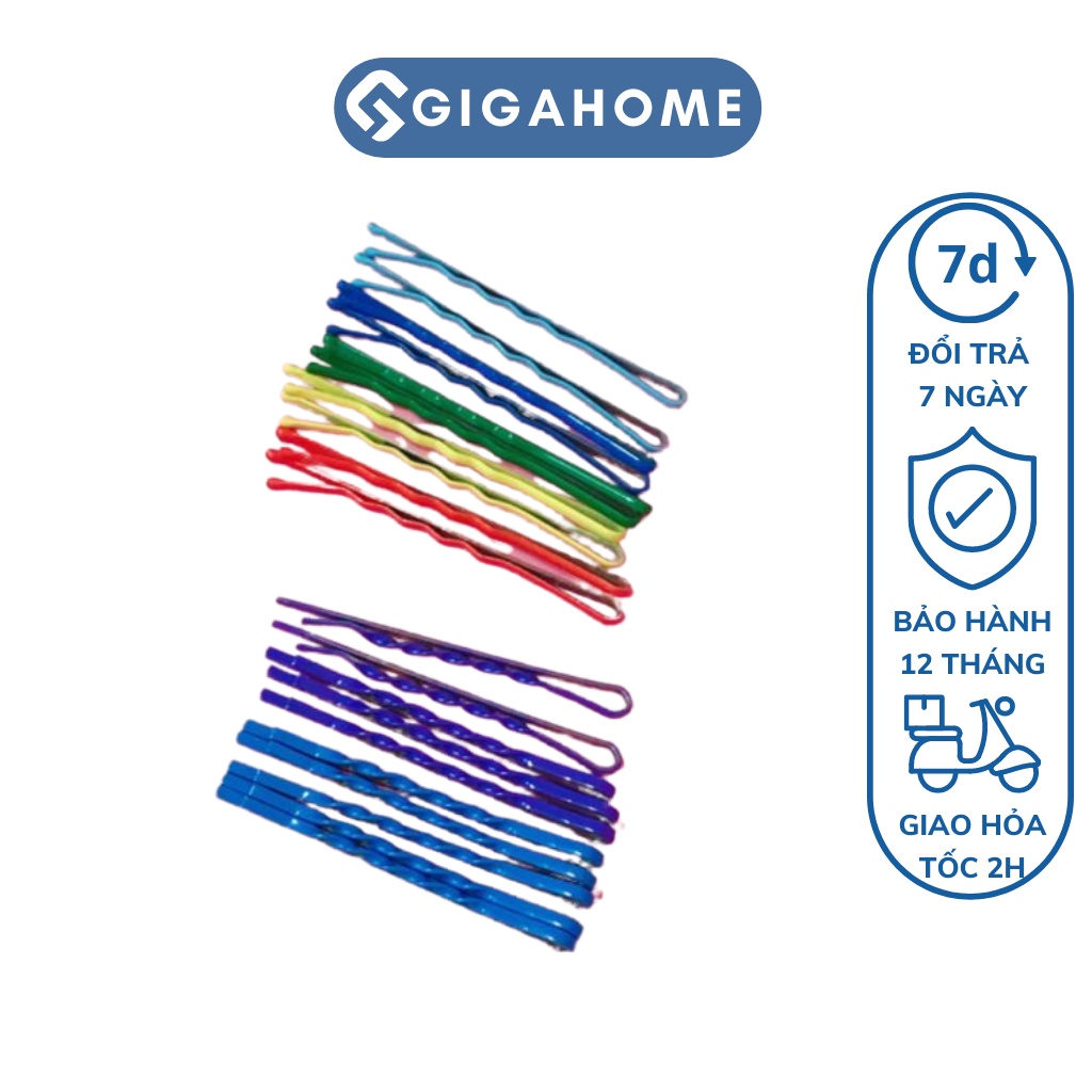 Vỉ 50 Kẹp Tóc Tăm Gợn Sóng Màu Cầu Vồng Đơn Giản, Thời Trang Cho Bạn Nữ GIGAHOME 6544