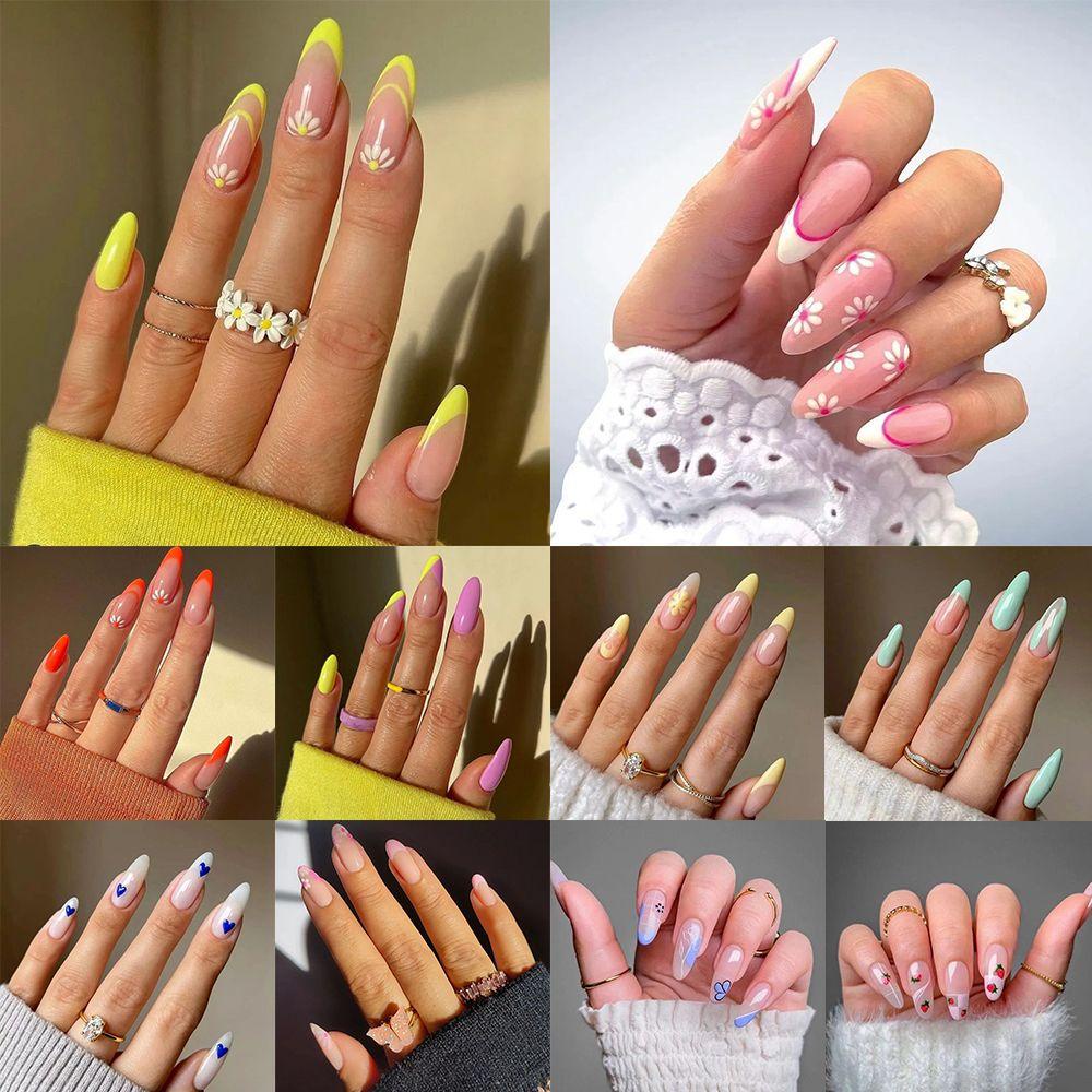 Hộp 1 24 Móng Tay Giả Kiểu Pháp Độc Đáo