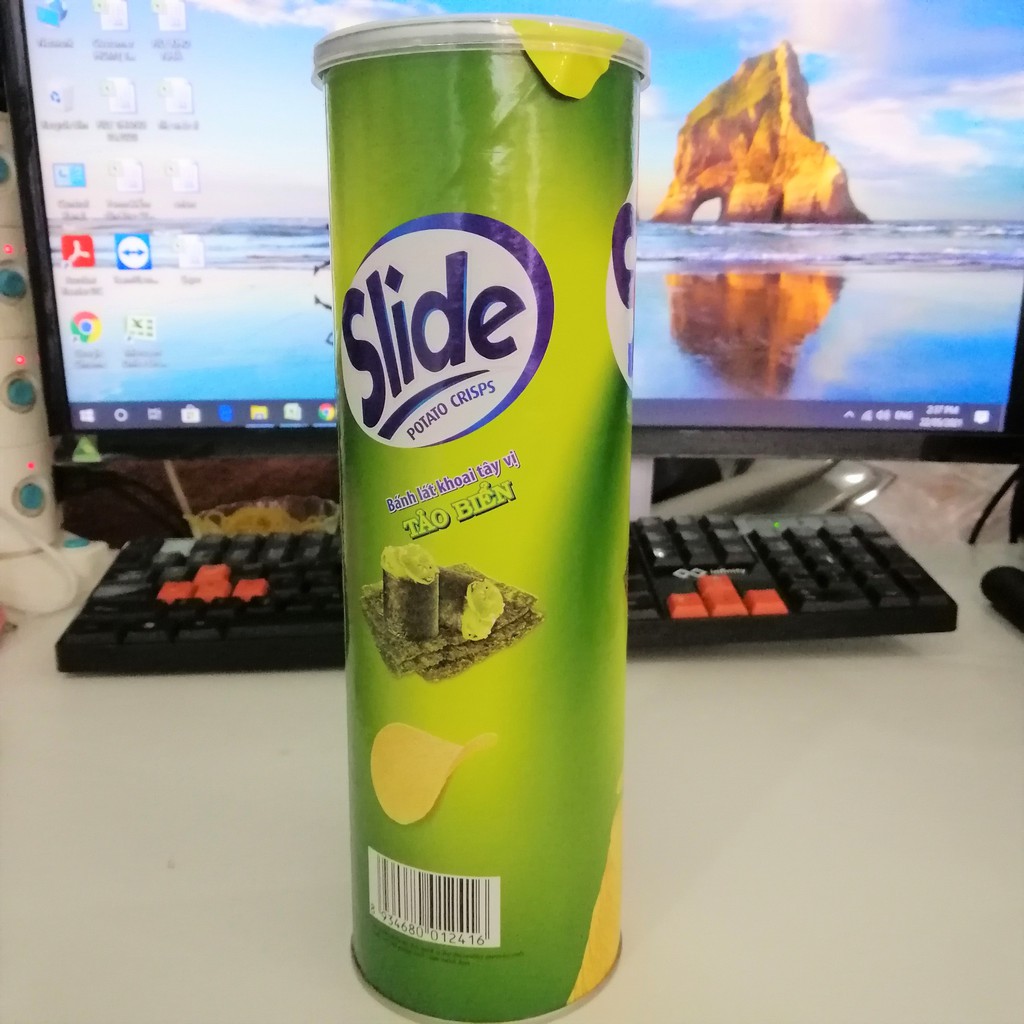 Snack Khoai Tây Slide Vị Tảo Biển (Lon 160g)