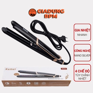 Máy duỗi tóc kemei km2219 cao cấp, máy ép tóc, kẹp duỗi cầm tay, có hộp, giadungbpm