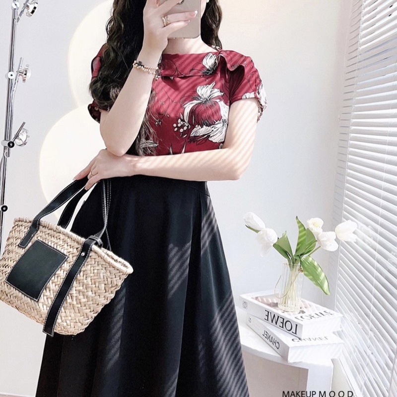 Áo kiểu nữ CÓ BIGSIZE màu sắc nhã nhặn phối hoa đơn giản nhưng rất sang chảnh trẻ trung  - GEM Fashion