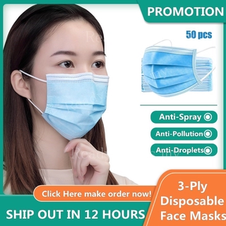 50 Khẩu Trang 3 Lớp Dùng Một Lần Cho Người Lớn