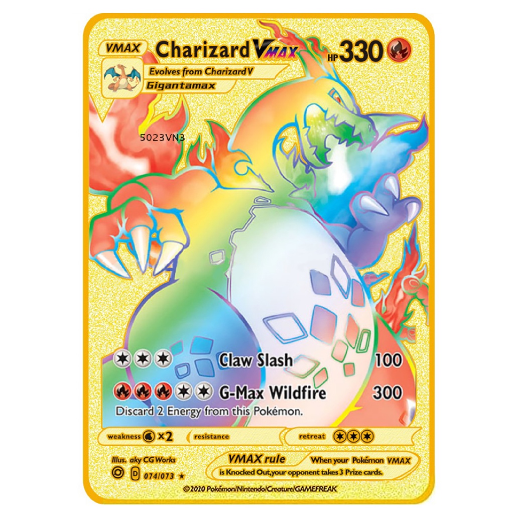 Thẻ Bài Charizard Vmax Vmax Vmax V Super Rare Mạ Vàng Kèm Thẻ