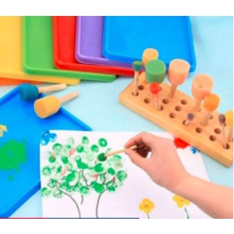 Bộ 5 cây chấm màu vẽ tranh, dụng cụ vẽ tranh chấm màu, cọ mút xốp