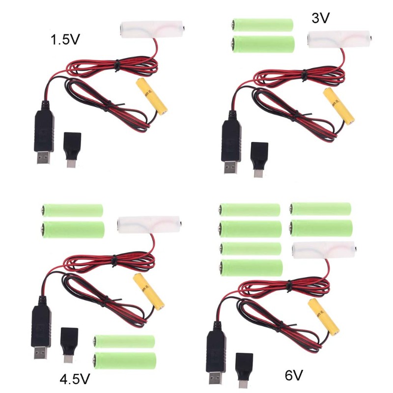 SC USB/Type C Mains Convert to AA AAA Battery Eliminator Can Replace 1-4pc Battery