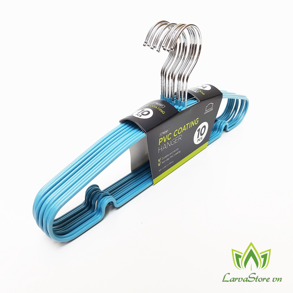 Set 10 Móc Treo Quần Áo Ettom Bằng Kim Loại Bọc Nhựa PVC Lock&amp;Lock ETM391