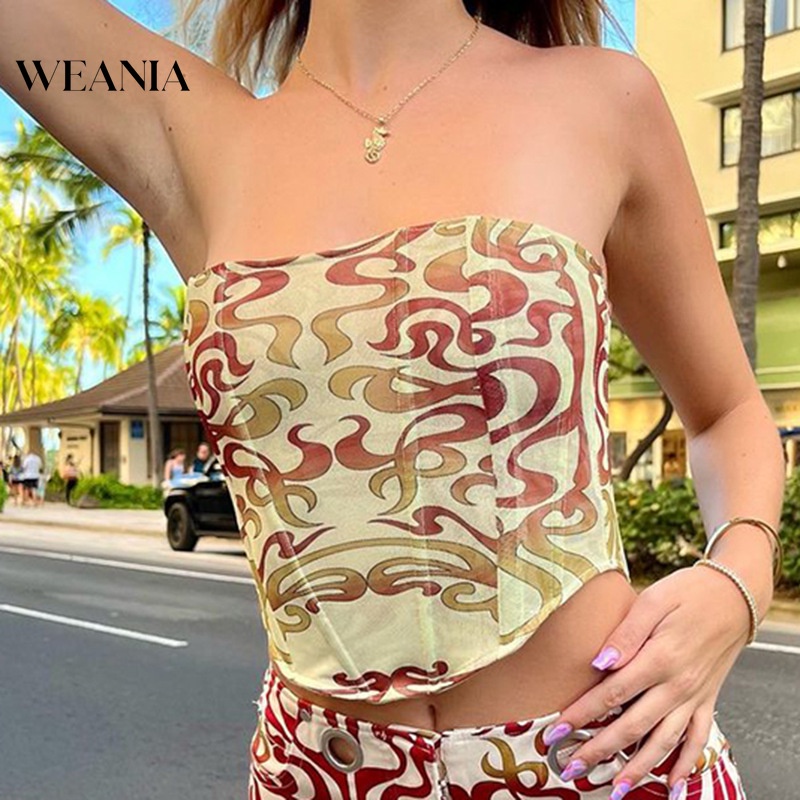 Áo Ống Ống In Họa Tiết Lưới Thời Trang Mùa Hè Cho Nữ