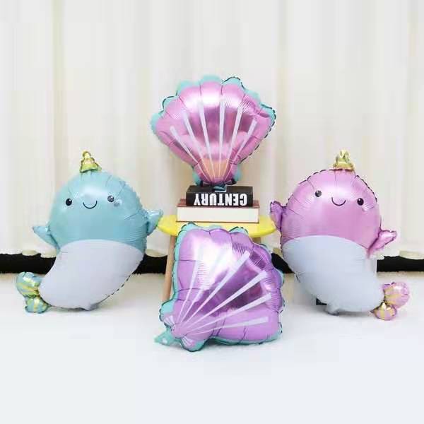 Bong bóng họa tiết vỏ sò dùng để trang trí tiệc