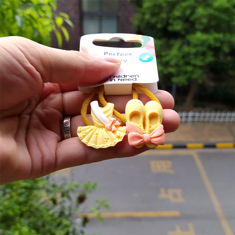 Set 2 dây buộc tóc co giãn thiết kế xinh xắn đáng yêu dành cho bé gái