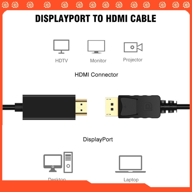 Cáp chuyển giao diện DisplayPort sang HDMI 1.8mm tiện dụng cho máy tính