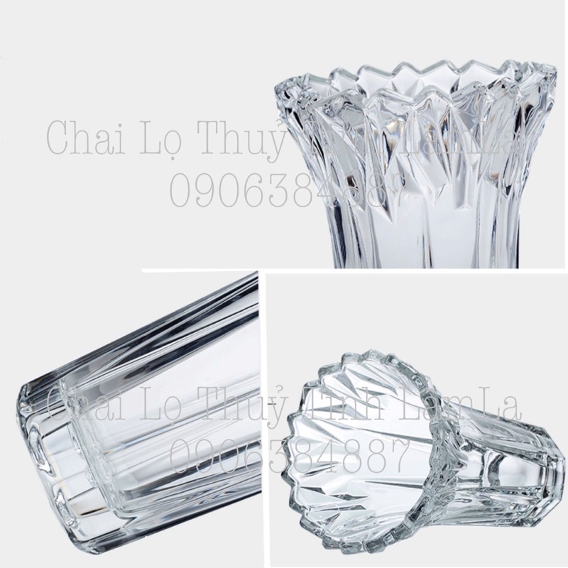 Bình Thuỷ Tinh Pha Lê Cắm Bông Trang Trí 19CM 27CM