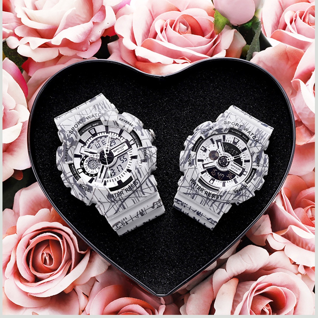 Đồng Hồ Nam Nữ Samda Hai Màn Hình Hiển Thị Kỹ Thuật Số Chống Thấm Nước Cao Cấp