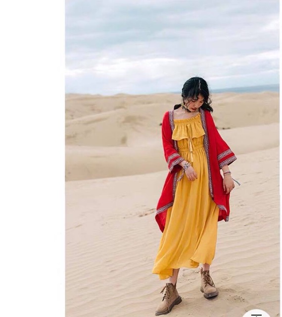 Áo CARDIGAN BOHO ĐỎ