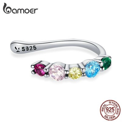 (1 Chiếc) Chiếc Khuyên Kẹp Vành Tai Sce1250 Bạc Silver 925 Đính Đá Zircon Màu Cầu Vồng Làm Quà Tặng Cho Nữ Đi Tiệc