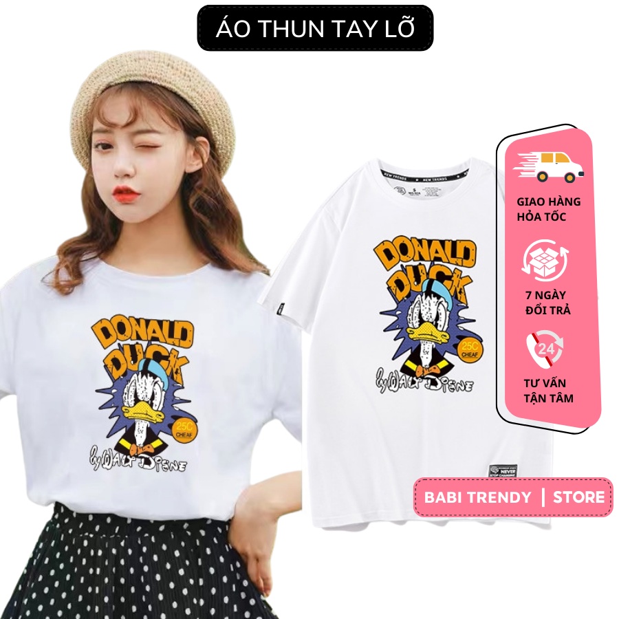 Áo Thun Tay Lỡ Donal Duck áo phông Unisex Form Rộng Cotton dáng hàn quốc - Babi Trendy ATIN87
