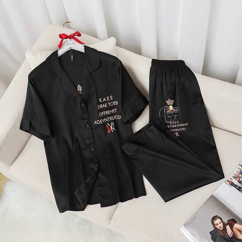 PIJAMA CỘC DÀI CON ONG  LỤA CAO CẤP QUẢNG CHÂU